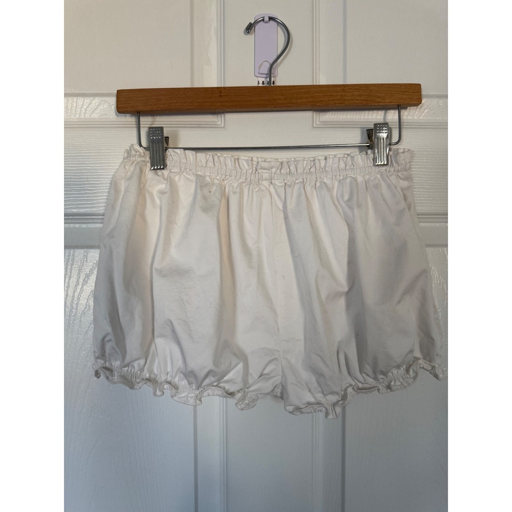 For Love & Lemons White Ruffle Bloomer Shorts XS Lounge Sleepwear Bow Detail - Picture 2 of 6